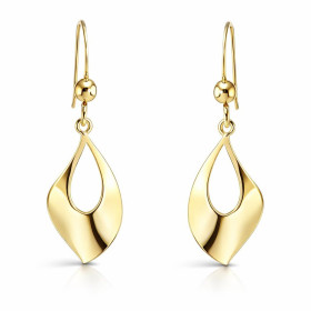 Boucles d oreilles pendantes argent 925 doré composées d une goutte ondulée 10x17mm Longueur totale : 30mm Système d attac...
