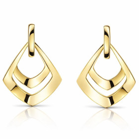 Boucles d oreilles pendantes argent 925 doré composées 2 losanges dont le plus grand mesure 24x26mm Longueur totale : 35mm...