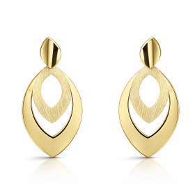 Boucles d oreilles pendantes argent 925 doré composées d une navette argent doré brossé 10x16mm une navette lisse 17x26mm ...