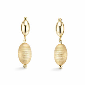 Boucles d oreilles pendantes argent 925 doré composées d une olive lisse une olive texturée 6x10mm Largeur 6mm Longueur to...