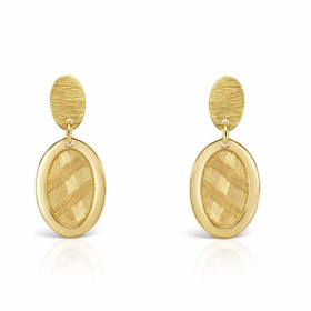 Boucles d oreilles pendantes argent 925 doré composées d un ovale lisse un ovale brossé 9x13mm Longueur totale : 20mm Syst...