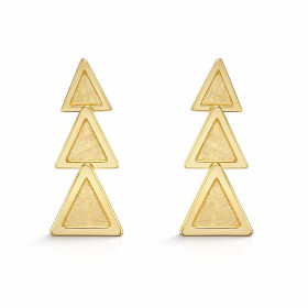 Boucles d oreilles pendantes argent 925 doré composées 3 triangles argent brossé dont le plus grand mesure 12x12mm Longueu...