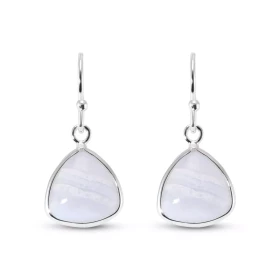 Boucles d oreilles Pendantes Argent 925 Calcédoine Triangulaire 10mm Ces boucles d oreilles pendantes sont serties pierres...