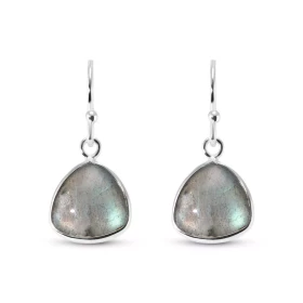 Boucles d oreilles Pendantes Argent 925 Labradorite Triangulaire 10mm Ces boucles d oreilles pendantes sont serties pierre...