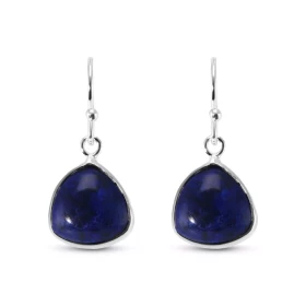 Boucles d oreilles Pendantes Argent 925 Lapis Lazuli Triangulaire 10mm Ces boucles d oreilles pendantes sont serties pierr...