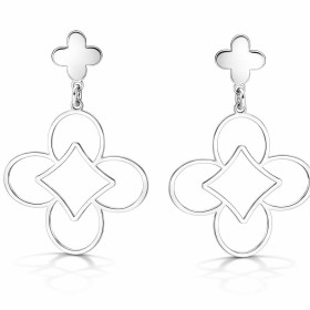 Boucles d oreilles pendantes argent 925 rhodié composées d une forme trèfle à quatre feuille un carré au centre Lageur : 2...