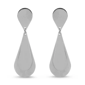 Boucles d oreilles pendantes argent rhodié composées 2 gouttes lisses une goutte satiné Largeur : 15mm Longueur totale : 4...
