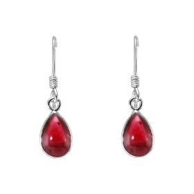 Boucles d oreilles Pendantes Argent 925 Grenat Poire 10x7mm Pierres 10x7mm taillées cabochon Système fermeture: crochet pe...