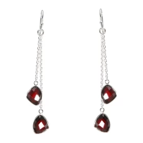 Boucles d oreilles Pendantes Argent 925 Grenats Triangulaires Chaque boucle est composée 2 chainettes serties d une pierre...