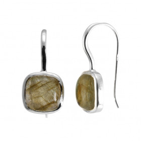 Boucles d oreilles Pendantes Argent 925 Labradorite Coussin 10x10mm Pierres taille cabochon forme coussin 10x10mm Dimensio...
