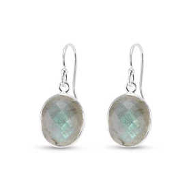 Boucles d oreilles Pendantes Argent 925 Labradorite Ovale 12x10mm Pierres ovales facettées mesurant 12x10mm Dimensions d u...