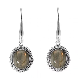 Boucles d oreilles Pendantes Argent 925 Labradorite Ovale 12x10mm Pierres ovales 12x10mm taillées cabochon Pierres fixées ...