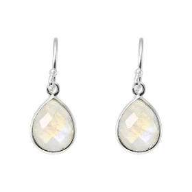 Boucles d oreilles Pendantes Argent 925 Labradorite Poire facettée 9x7mm Pierres forme poire facettées mesurant 9x7mm Dime...