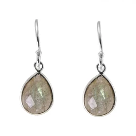 Boucles d oreilles Pendantes Argent 925 Labradorite Poire facettée 9x7mm Pierres forme poire facettées mesurant 9x7mm Dime...