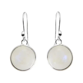 Boucles d oreilles Pendantes Argent 925 Labradorite Ronde 12mm Pierres rondes taille cabochon 12mm diamètre Dimensions d u...