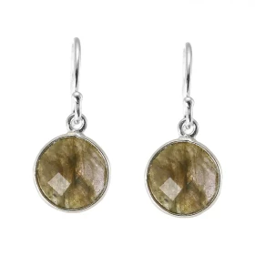 Boucles d oreilles Pendantes Argent 925 Labradorite Ronde facettée 9mm Pierres rondes facettées 9mm diamètre Dimensions d ...