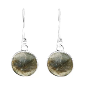 Boucles d oreilles Argent 925 Labradorite Rondes 12mm Pierres rondes taillées à facettes 12mm diamètre Dimensions d une bo...