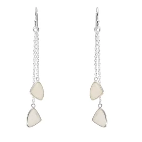Boucles d oreilles Pendantes Argent 925 Labradorites Triangulaires Chaque boucle est composée 2 chainettes serties d une p...