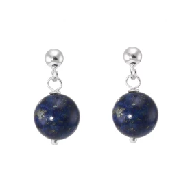 Boucles d oreilles Pendantes Argent 925 Lapis Lazuli Boules 10mm Boucles d oreilles composées boules Lapis Lazuli montées ...