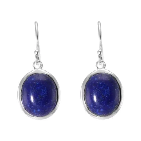 Boucles d oreilles Pendantes Argent 925 Lapis Lazuli Ovale 12x10mm Pierres ovales 12x10mm taillées cabochon Pierres fixées...