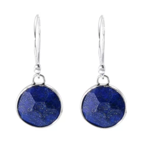 Boucles d oreilles Argent 925 Lapis Lazuli Rondes 12mm Pierres rondes taillées à facettes 12mm diamètre Dimensions d une b...