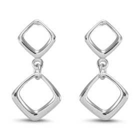 Boucles d oreilles pendantes argent rhodié composées 2 losanges Largeur : 12mm Longueur totale : 24mm Système d attache : ...
