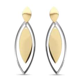 Boucles d oreilles pendantes argent rhodié argent doré composées 2 navettes dorées une navette argentée Largeur : 16mm Lon...