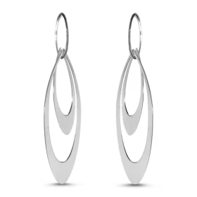 Boucles d oreilles pendantes argent rhodié composées 3 navettes Largeur : 16mm Longueur totale : 67mm Système d attache : ...