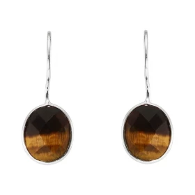 Boucles d oreilles Pendantes Argent 925 Oeil Tigre Ovale 12x10mm Pierres ovales facettées mesurant 12x10mm Dimensions d un...