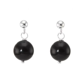 Boucles d oreilles Pendantes Argent 925 Onyx Boules 10mm Boucles d oreilles composées boules Onyx montées Argent Boules li...