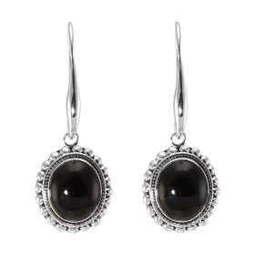  Boucles d oreilles Pendantes Argent 925 Onyx Ovale 12x10mm Pierres ovales 12x10mm taillées cabochon Pierres fixées par un...