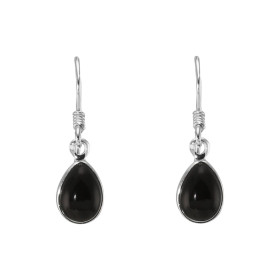 Boucles d oreilles Pendantes Argent 925 Onyx Poire 10x7mm Pierres 10x7mm taillées cabochon Système fermeture: crochet pendant