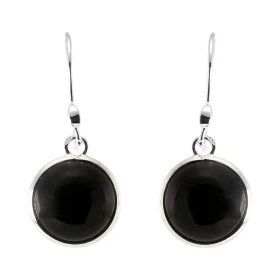 Boucles d oreilles Pendantes Argent 925 Onyx Rond 12mm Pierres rondes taille cabochon 12mm diamètre Dimensions d une boucl...