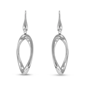 Boucles d oreilles pendantes argent rhodié composé d un ovale ondulé 15x35mm Largeur : 15mm Longueur totale : 55mm Système...