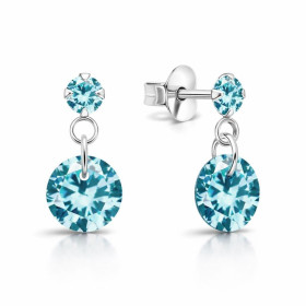 Boucles d oreilles pendantes argent 925 composées d un oxyde zirconium 3mm un oxyde zirconium bleu 6mm