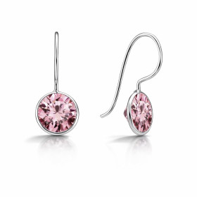 Boucles d oreilles pendantes argent 925 composées d un oxyde zirconium rose serti clos 8,5mm diamètre Longueur totale : 19...