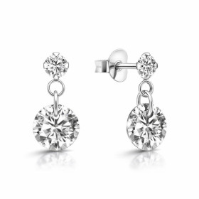 Boucles d oreilles pendantes argent 925 composées d un oxyde zirconium 3mm un oxyde zirconium 6mm