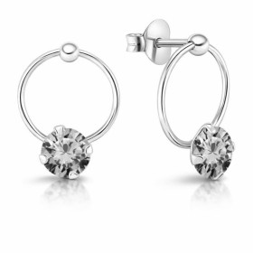 Boucles d oreilles pendantes argent 925 composées d un cercle 10mm diamètre d un oxyde zirconium 5mm diamètre Longueur tot...