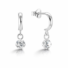 Boucles d oreilles pendantes argent 925 forme demi créole un oxyde zirconium 4mm diamètre Longueur totale : 15mm Système d...