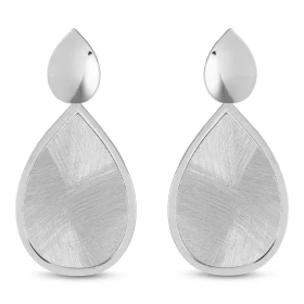Boucles d oreilles pendantes argent rhodié composées d une poire argent brossé 21x30mm Largeur : 21mm Longueur totale : 43...