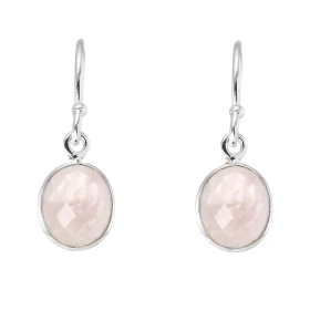 Boucles d oreilles Pendantes Argent 925 Quartz rose Ovale 12x10mm Pierres ovales facettées mesurant 12x10mm Dimensions d u...