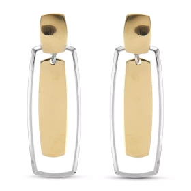 Boucles d oreilles argent rhodié composées 2 rectangles argent doré un rectangle argent 16x40mm Largeur : 16mm Longueur to...