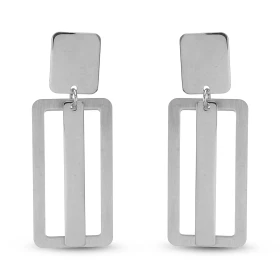 Boucles d oreilles pendantes argent rhodié composées d un rectangle 16x30mm une barre 4x30 Largeur : 16mm Longueur totale ...