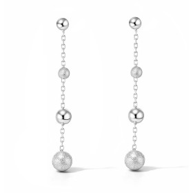 Boucles d oreilles pendantes argent 925 rhodié composées d une boule lisse 2 boules texturées dont plus grande mesure 5mm ...