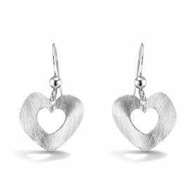Boucles d oreilles pendantes argent 925 rhodié composées d un coeur argent brossé 16x15mm Longueur totale : 25mm Système d...