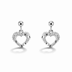 Boucles d oreilles pendantes argent 925 rhodié composées d un coeur texturé 10x9mm Longueur totale : 14mm Système d attach...