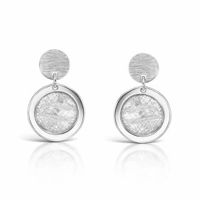 Boucles d oreilles pendantes argent 925 rhodié composées 2 disque argent brossé dont le plus grand mesure 11mm diamètre Lo...