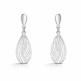 Boucles d oreilles pendantes argent 925 rhodié composées d une goutte ajourée 11x20mm Longueur totale : 33mm Système d att...