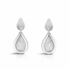 Boucles d oreilles pendantes argent 925 rhodié composées d une goutte lisse d une goutte argent brossé 9x13mm Largeur : 9m...