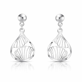 Boucles d oreilles pendantes argent 925 rhodié composées d une goutte ajourée fleurs Largeur : 15mm Longueur totale : 27mm...
